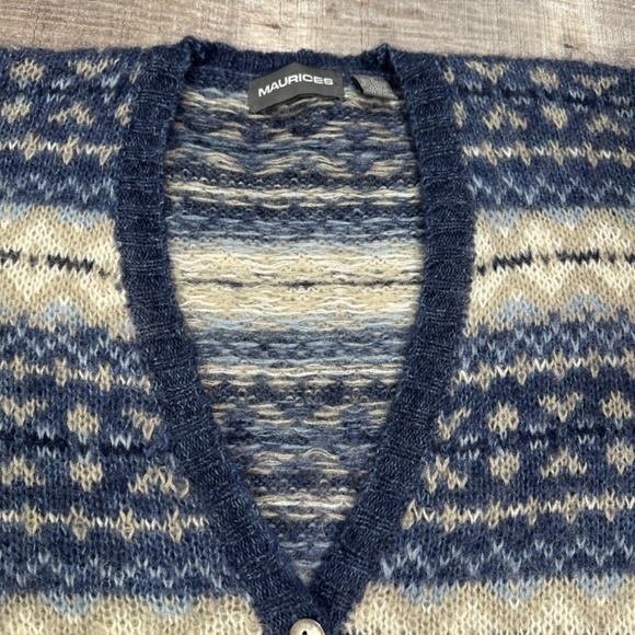 Vintage Maurices Mohair Blend V-Neck Button Cardigan Blue Gray Women's M - Picture 4 of 11
